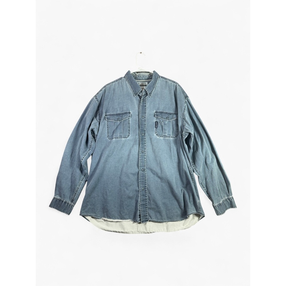 Columbia Sportswear Mens XXL Blue Denim Long Sleeve Button Down Utility Shirt
